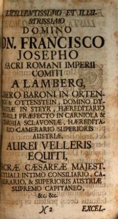 Augustus Velleris Aurei Ordo Per Emblemata, Ectheses Politicas, & Historiam demonstratus : Cum Parergis de Illustrissimis Domibus Lambergiana & Scaligerana