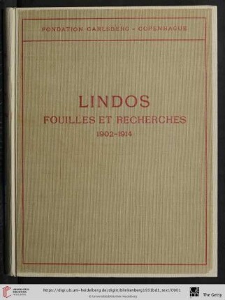 1,Texte: Lindos: fouilles et recherches 1902 - 1914 et 1952;; fouilles de l'acropole: Les petits objets