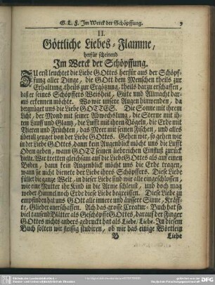 II. Göttliche Liebes-Flamme, herfür scheinend Im Werck der Schöpffung