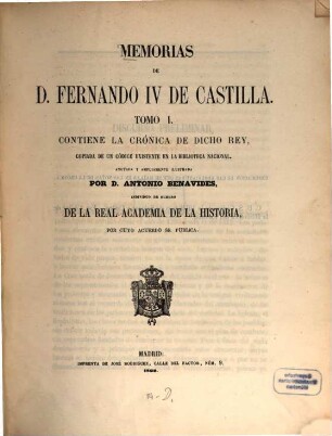 Memorias de D. Fernando IV de Castilla, 1