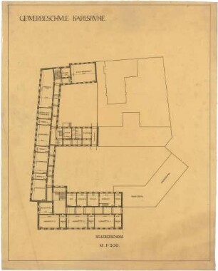 Billing, Hermann; Karlsruhe (Baden-Württemberg); Gewerbeschule - Grundriss Keller