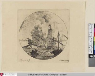 [Rundförmige Hafenansicht; Roundel with view of a harbour]