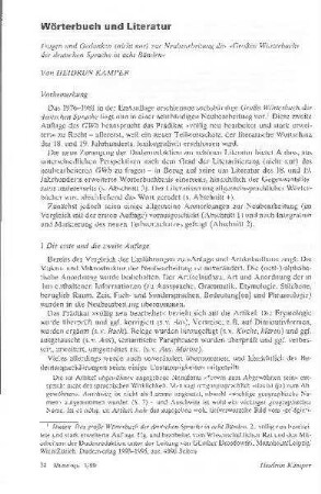 Wörterbuch und Literatur