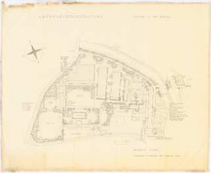 Garten an der Teppichfabrik Koch & te Kock, Oelsnitz: Lageplan mit Gartenplan 1:1000