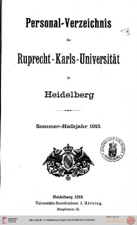 Sommersemester 1913
