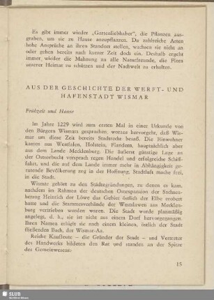 Aus der Geschichte der Werft- und Hafenstadt Wismar
