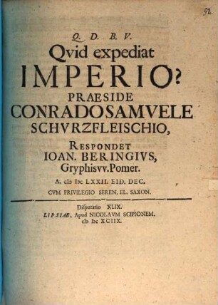 Quid expediat imperio?