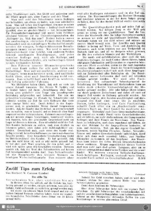 Zwölf Tips zum Erfolg (Fortsetzung)