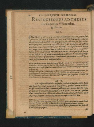Responsiones Ad Theses Theologorum Wirtembergensium.