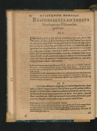 Responsiones Ad Theses Theologorum Wirtembergensium.