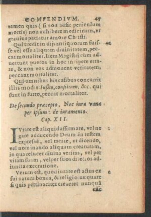 De secundo praecepto, Nec iura vana per ipsum: de iuramento. Cap. XII.