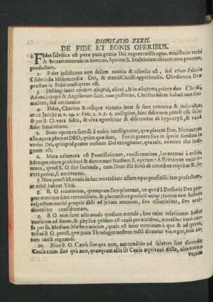 Disputatio XXXII. De Fide Et Bonis Operibus.