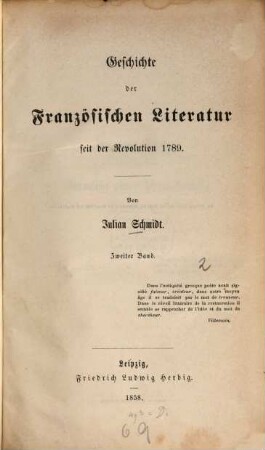 Geschichte der Französischen Literatur seit der Revolution 1789, 2