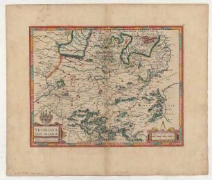 Karte von Thüringen, ca. 1:400 000, Kupferstich, um 1630 : Thuringiae Nova Descriptio / Iohannes Ianßonius Excud.. - [Ca. 1:400 000]. - [Amsterdam] : Iohannes Ianßonius , [um 1630]. - 1 Kt. : kolor. Kupferst. ; 46 x 36 cm