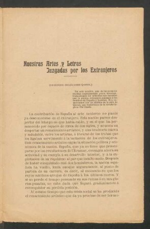 Nuestras artes y letras juzgadas por los extranjeros : (Un estudio inglés sobre Querol.)