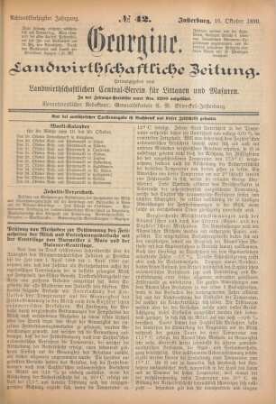 Achtundfünfzigster Jahrgang. No. 42. Insterburg, 16. Oktober 1890.