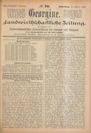Achtundfünfzigster Jahrgang. No. 42. Insterburg, 16. Oktober 1890.