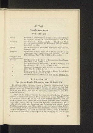 V. Teil Straßenverkehr