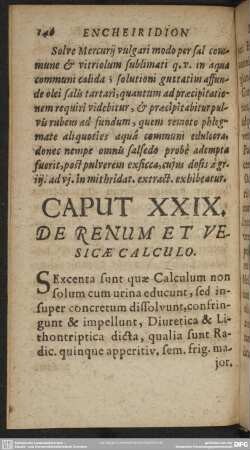 Caput XXIX. De Renum Et Vesicae Calculo