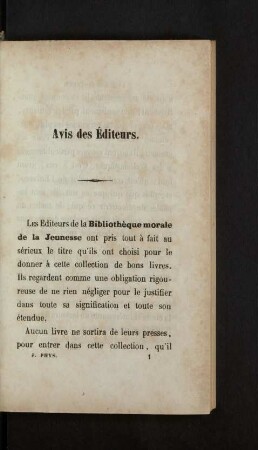 Avis des éditeurs.