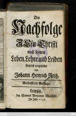 Die Nachfolge Jesu Christi nach seinem Leben, Lehre und Leiden