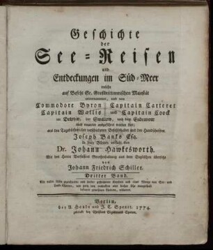 Bd. 1-3, Bd. 3: Geschichte der See-Reisen und Entdeckungen im Süd-Meer .... Bd. 1-3. Geschichte der See-Reisen und Entdeckungen im Süd-Meer. Bd. 3
