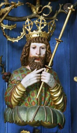 Schöllenbacher Altar — Wurzel Jesse mit den Vorfahren Christi und der Madonna im Strahlenkranz — Alttestamentarischer König
