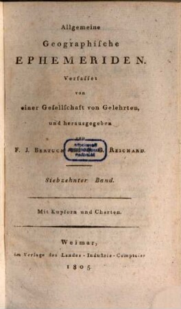 Allgemeine geographische Ephemeriden, 17. 1805