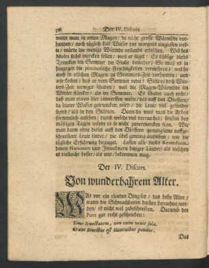 Der IV. Discurs. Von wunderbahrem Alter.