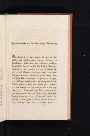 I. Hauptmomente aus der Geschichte Nürnbergs.