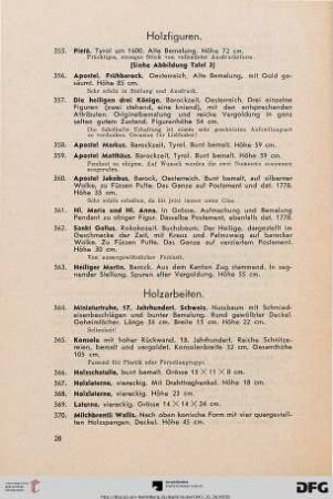 Holzarbeiten (Nr. 364-383)