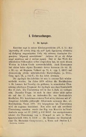 Der Apologet Aristides : der Text seiner uns erhaltenen Schriften nebst einleitenden Untersuchungen über dieselben