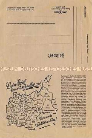 Vordruck für einen Feldpostbrief (blanko)