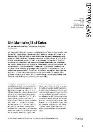 Die Islamische Jihad-Union : zur Internationalisierung des usbekischen Jihadismus