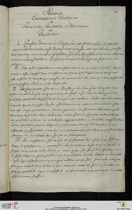 Material- und Thesensammlung: Materia Exercitationis Theologicae de Sacramentis Pœnitentiae et Matrimonii. de Pœnitentia.