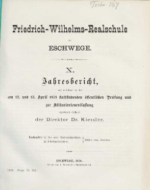 Jahresbericht. 1877/78 = Jahresbericht 10