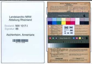 Entnazifizierung Annemarie Aschenheim , geb. 07.05.1899 ()