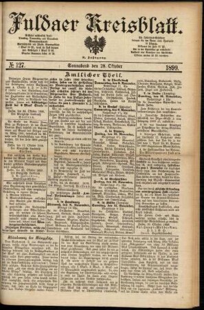 Erste Ausgabe vom Samstag, den 28. Oktober 1899.