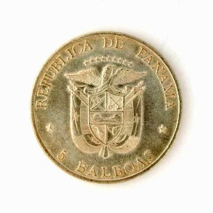 5 Balboas Panama 1972.