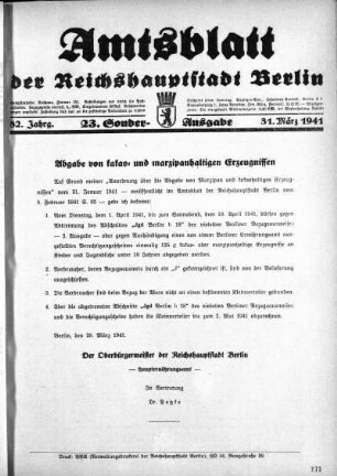 23. Sonderausgabe, 31. März 1941