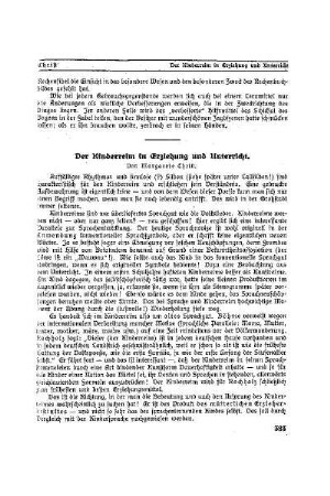Der Kinderreim in Erziehung und Unterricht