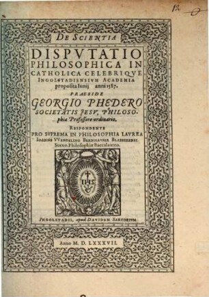 De scientia disputatio philosophica