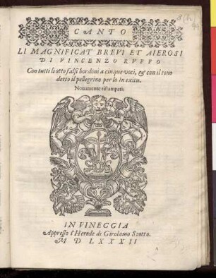 Vincenzo Ruffo: Li magnificat brevi et aierosi ... a cinque voci ... Canto