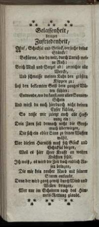 Gelassenheit, bringet Zufriedenheit,