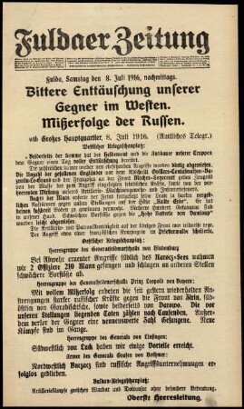 Ausgabe vom Samstag, den 08. Juli 1916.
