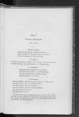 Anlage B. Kriegs-Rangliste. Juli 1870.