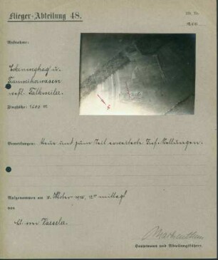 Foto feindlicher Stellungen am Eckenweghag und am Trauweiherwasen westlich von Falkweiler (Luftbild)