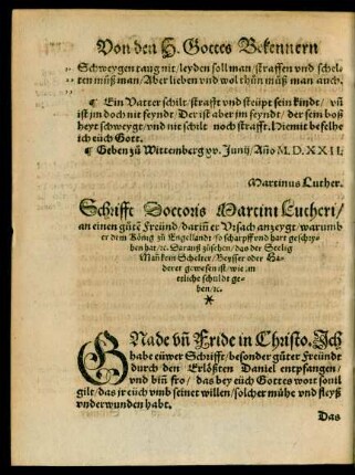 Schrifft Doctoris Martini Lutheri/ an einen guten Freünd ...