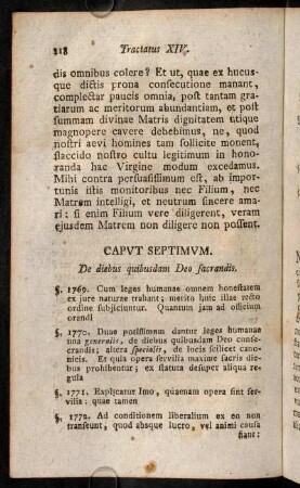118-128, Caput Septimum. De diebus quibusdam Deo sacrandis.