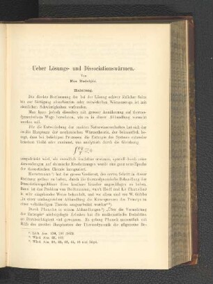 Ueber Lösungs- und Dissociationswärmen.